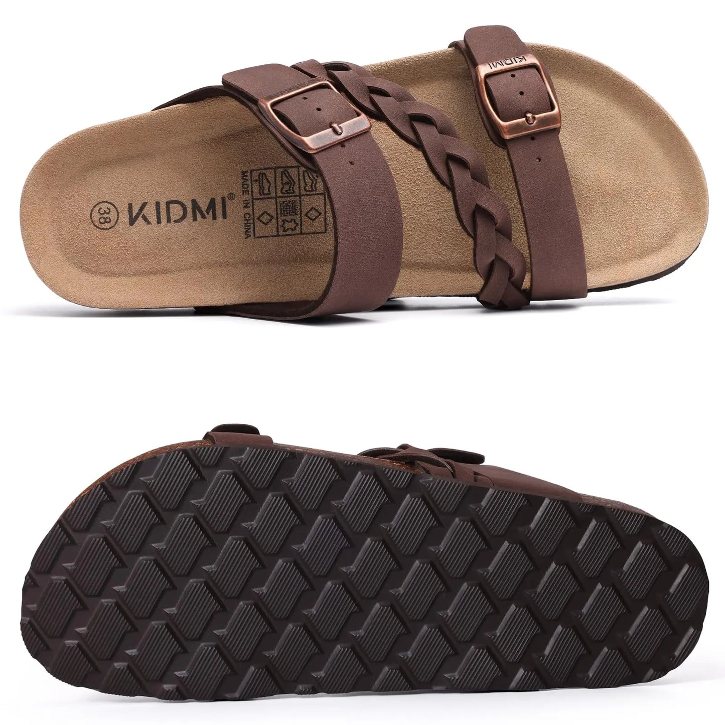 Gacimy Women's Summer Cork Sandals Comfortable Cork Footbed Slippers With Adjustable Buckle High Quality Fashion Brand Slides