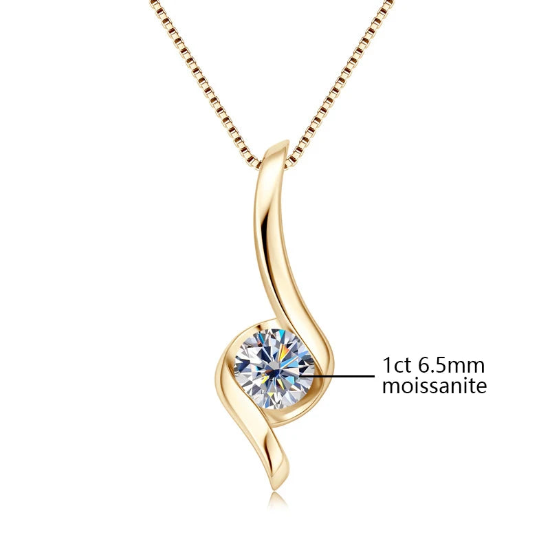 Sterling Silver 925 Real Moissanite Jewelry Set for Women 2.0ctw D Color Lab Diamond Stud Earrings Pendant Necklace Sets Gift