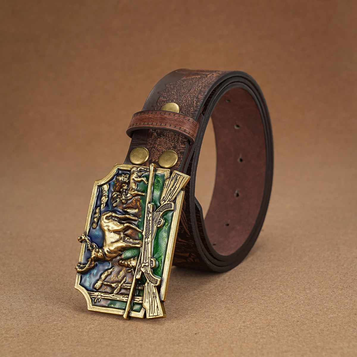 Unisex Retro Western PU Leather Belt with Metal Buckle