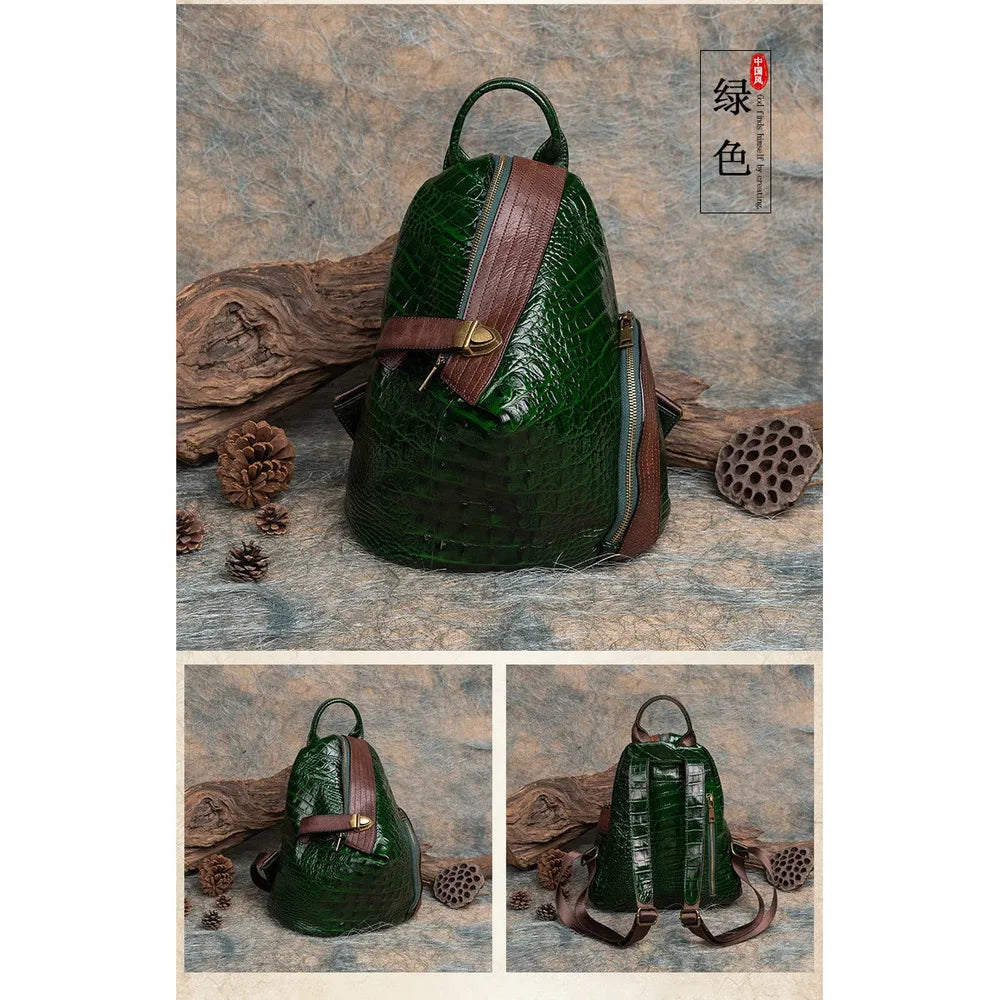 2025 Vintage Handmade Leather Backpack for Women, Genuine Cowhide Travel Bookbag, Luxury Designer School Bags for Ladies & Girls