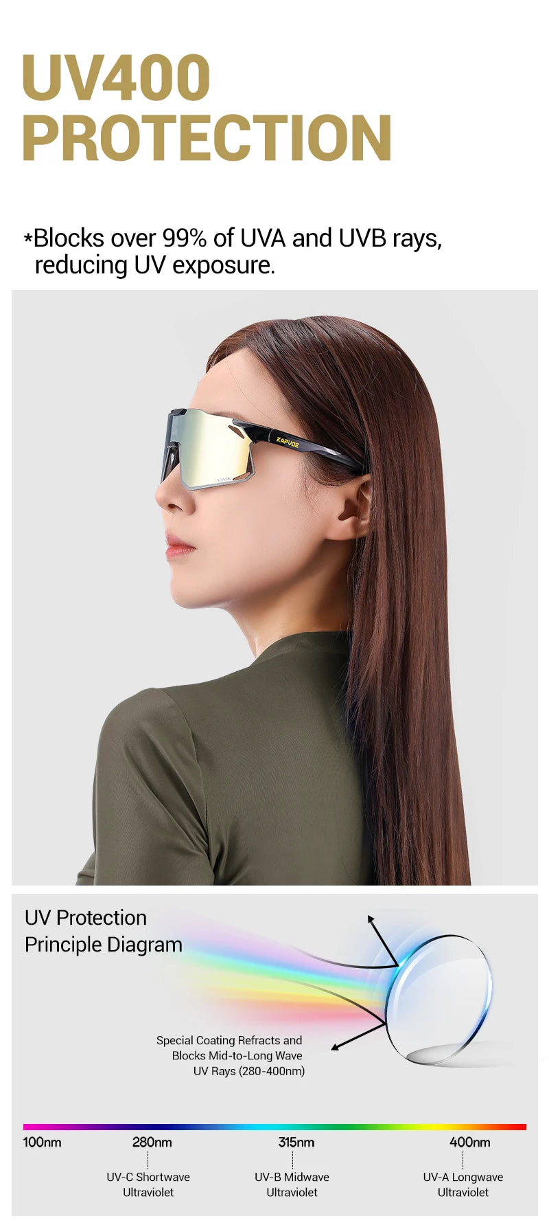 KAPVOE New Outdoor Cycling Sunglasses Men Women Mountain Bicycle Sports Eyewear MTB Bike Cycling Glasses UV400 Running Goggles