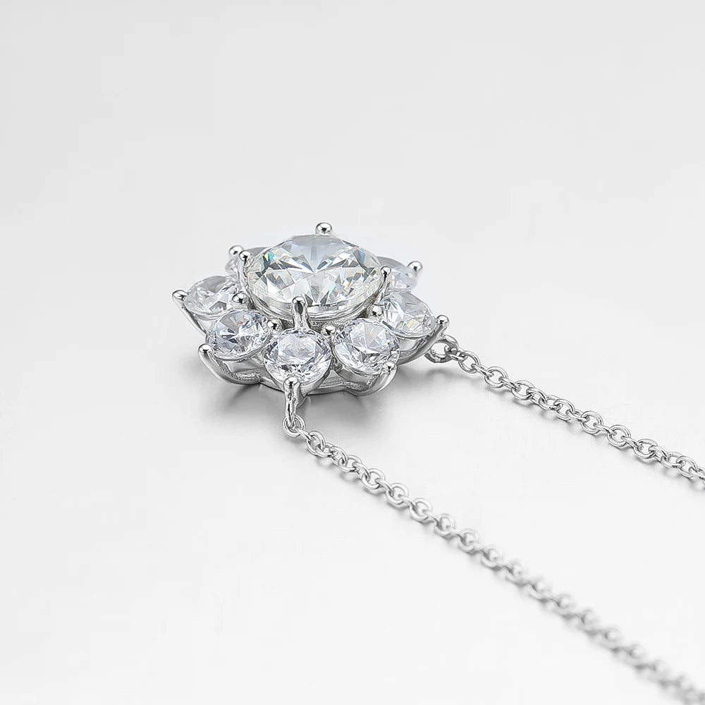 925 Sterling Silver Original Certified 2cttw Moissanite Jewelry Sets For Women Sunflower Pendant Necklace Earring Fine Jewelry