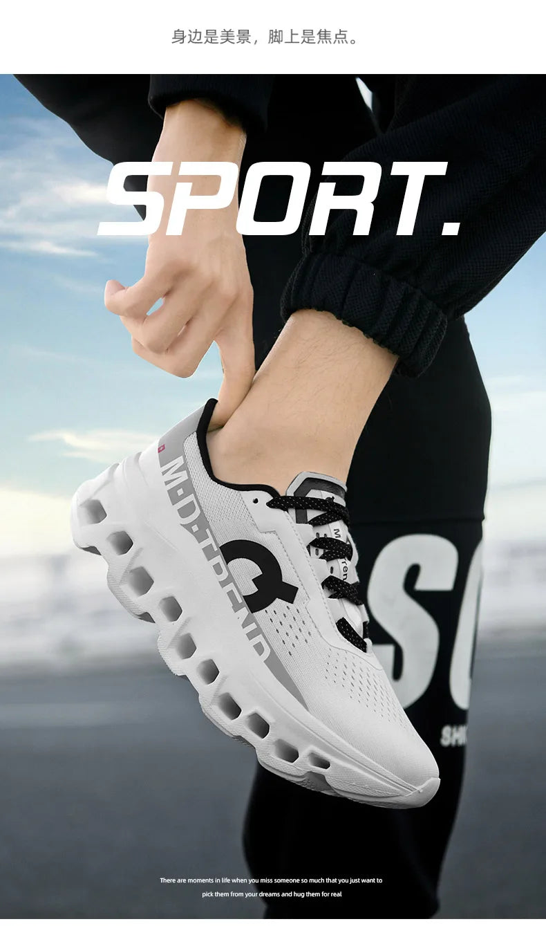 Men Sports Running Shoes Marathon Air Cushion Breathable Lightweight Mens Outdoor Hiking Athletic Nonskid Sneakers Jogging Tenis