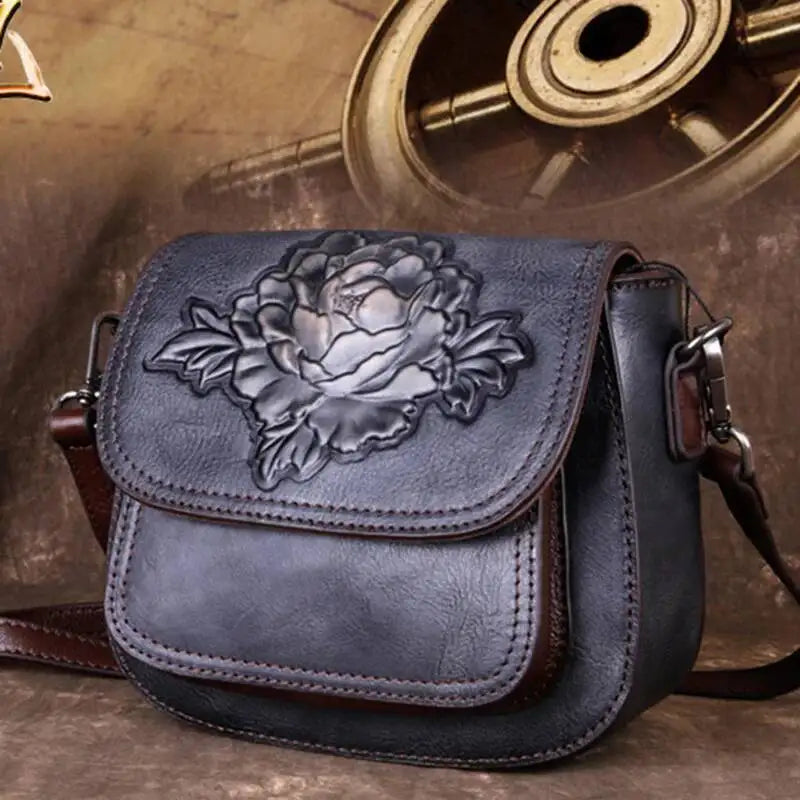 MOTAORA Women Shoulder Bag Luxury Retro Saddle Bags For Ladies Genuine Leather Messenger Bags Female Handmade Embossed Women Bag