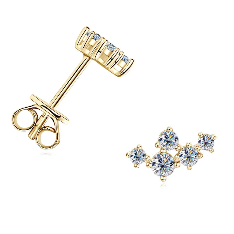 Lnngy GRA Certified Moissanite Stud Earring For Women Original 925 Sterling Silver Irregular Piercing Earring 2025 Hot Jewelry