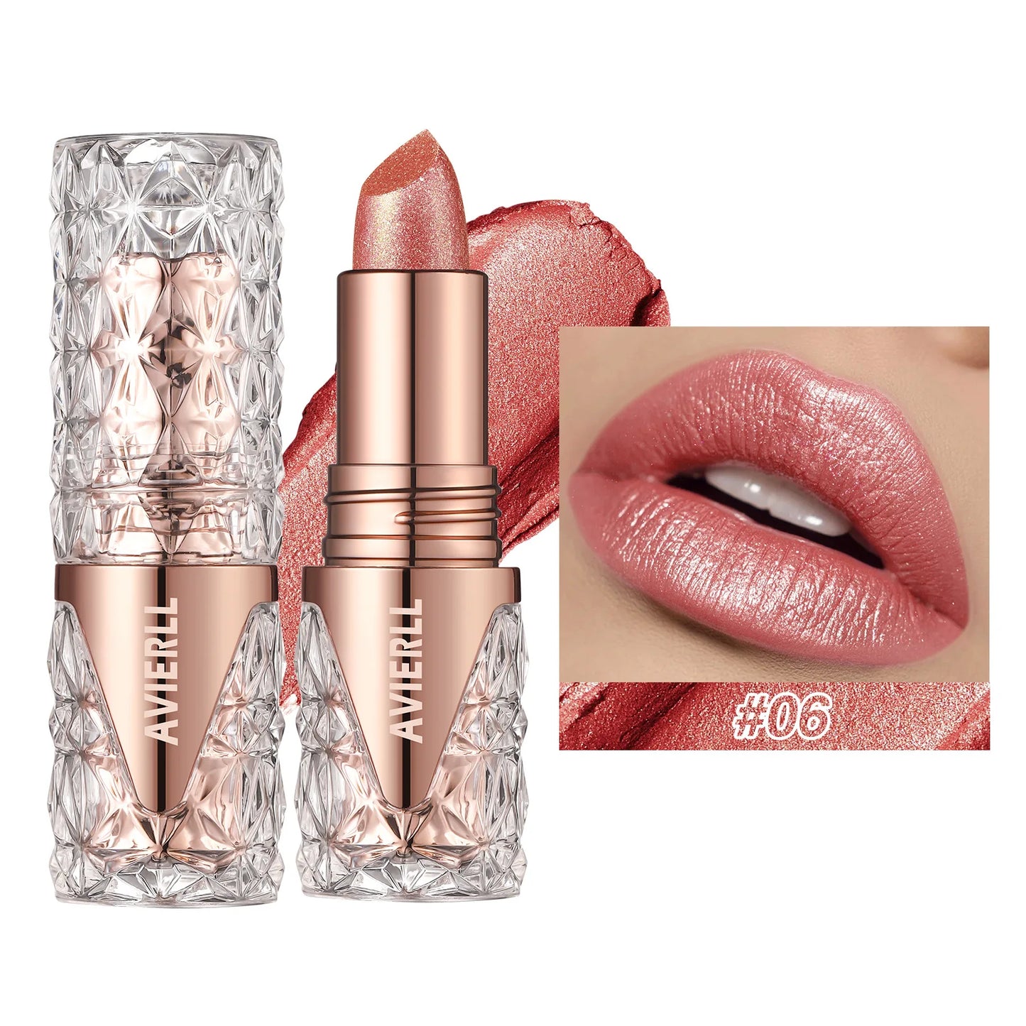 6 Colors 3 in 1 Pearlescent Sparkling Lipstick Matte Glitter Waterproof Long Lasting Pearl Shine Lip Gloss Shimmer Sexy Makeup