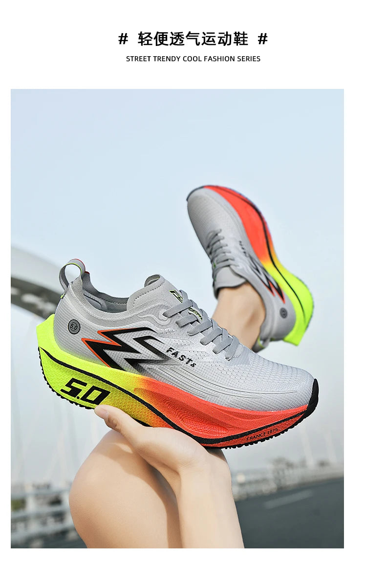 Men's Sports Shoes Cushioning Non-Slip Flat Wear Resistant Sneakers Mesh Breathable Platform Soft Running Shoes for Man