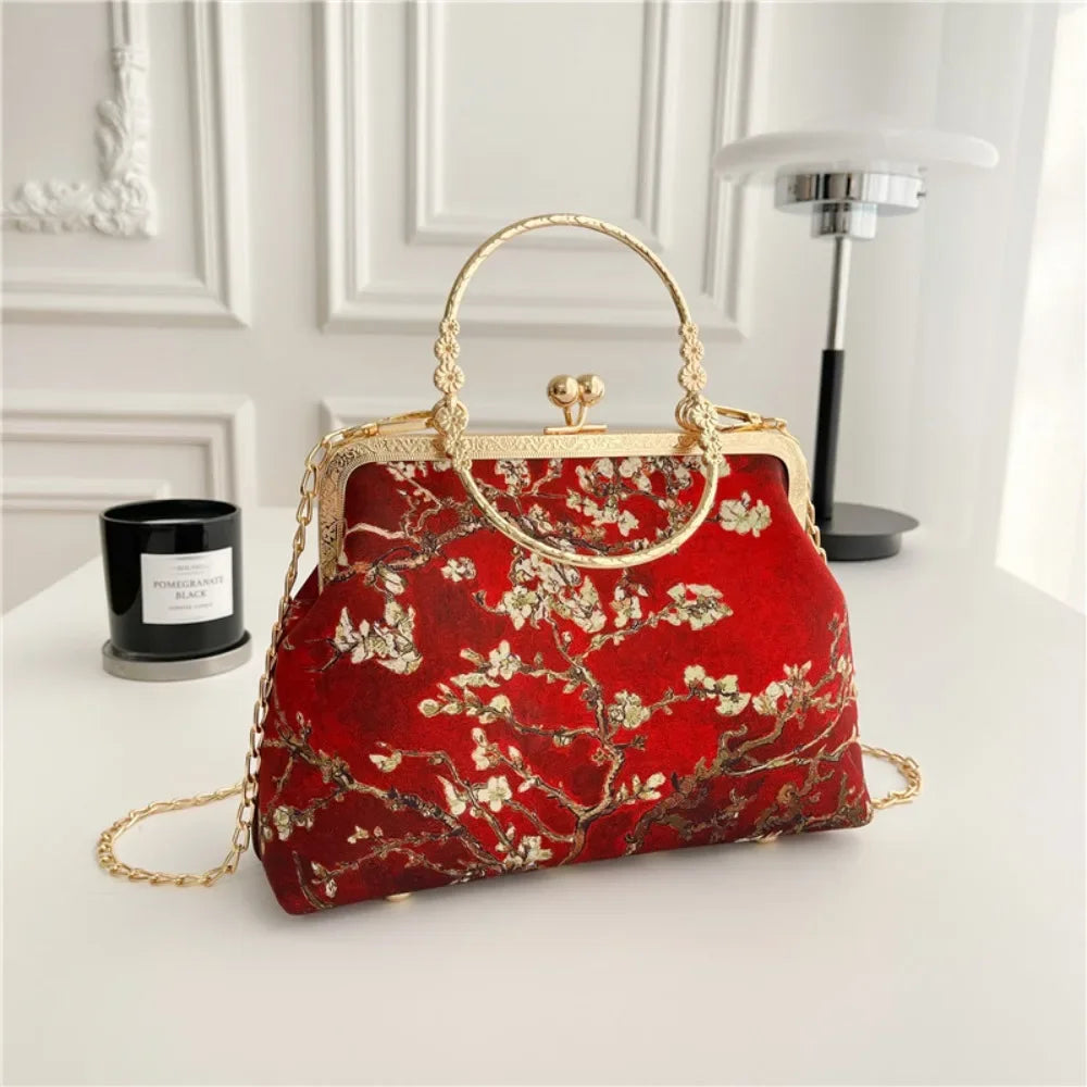 Fashion Chinese Style Banquet Bag Embroidery Pearl Handle Qipao Bag Trendy High Capacity Cosmetic Bag Women