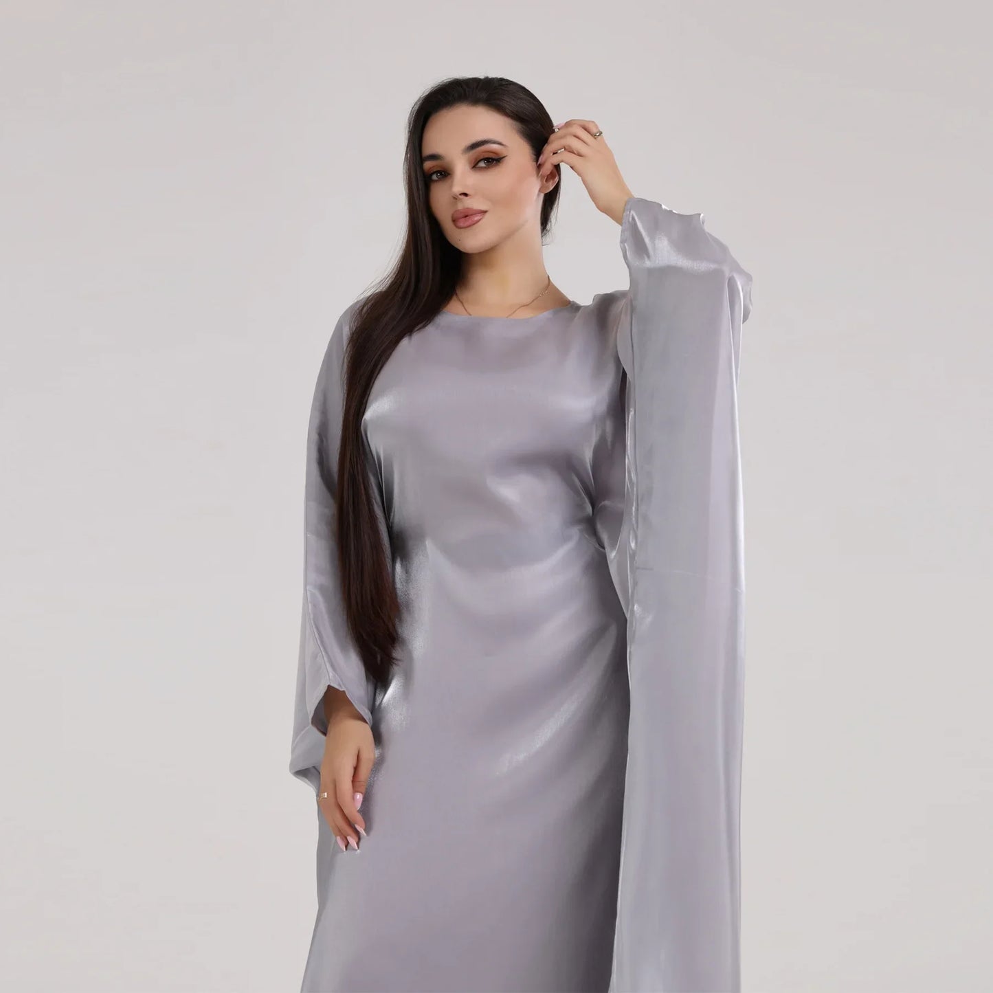Ramadan Summer Batwing Sleeve Satin Butterfly Abaya Islam Muslim Maxi Dress Kebaya Women Kaftan Robe Musulmane Femme Vestidos
