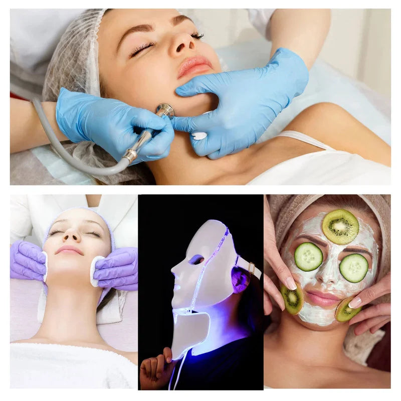 Led Face Neck Mask Light Therapy 7 Colors Photon Blue Red Light Maintenance Beauty Skin Rejuvenation Home Facial Skin Care Mask