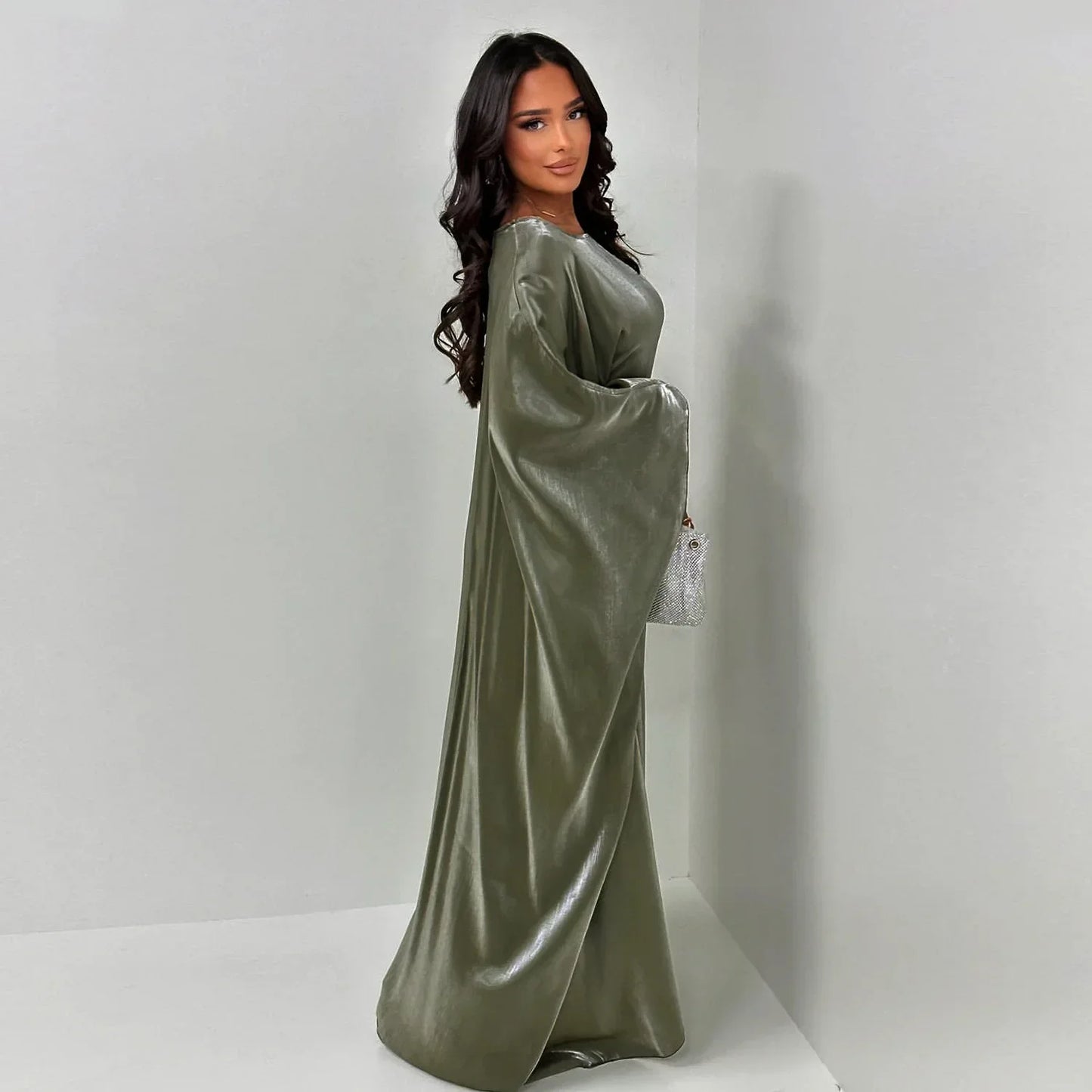 Shiny Butterfly Abaya Inside Belt Muslim Party Long Dress Summer Abayas for Women Dubai Luxury Turkey Islam Clothes Kaftan Robe