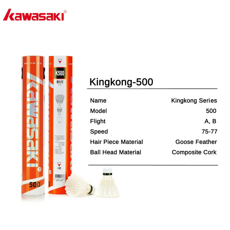 Kawasaki Shuttlecock King Kong Series Badminton Shuttle K200/K500/K700 3IN1 Durable Goose&Duck Feather Badminton Balls