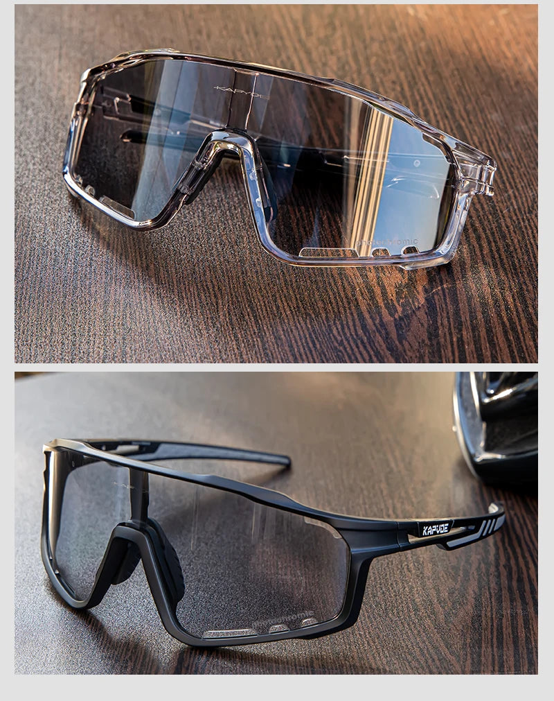 Kapvoe Outdoor Photochromic Sunglasses Anti-fog Cycling Glasses Bike Bicycle Men Women Sports Hiking MTB UV400 Anti-fog Goggles