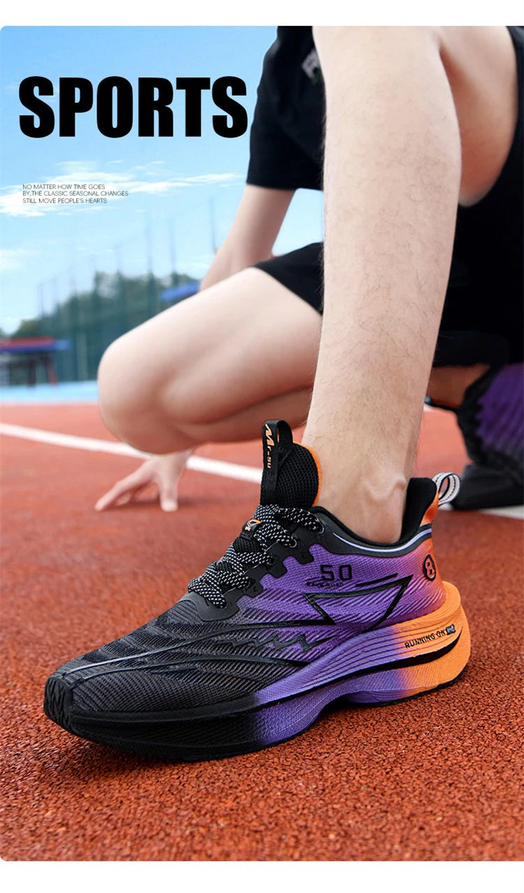New Men's Carbon Plate Running Shoes Soft Cushion Shock Absorbing Sports Shoes Unisex Sneakers Light Anti-Slip Training Shoes