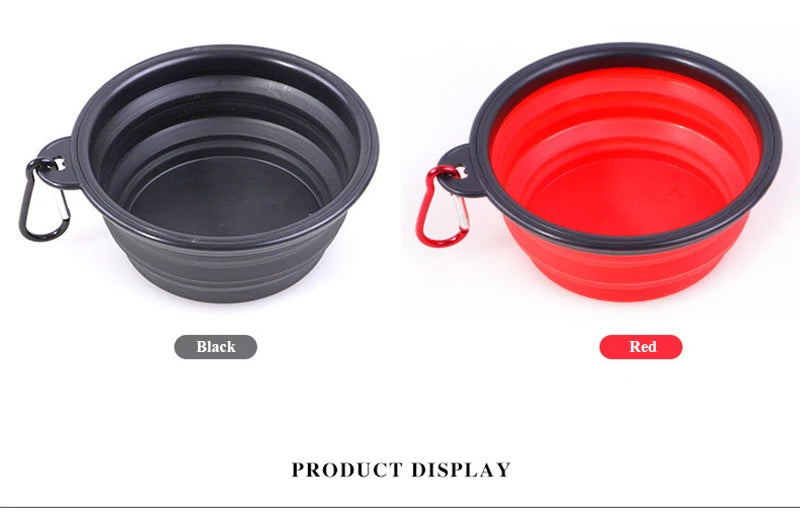350ML Folding Black Frame Bowl with Keychain Pet Bowl Portable Travel Bowl Convenient Cat Bowl Not Easy to Deform Folding Bowl