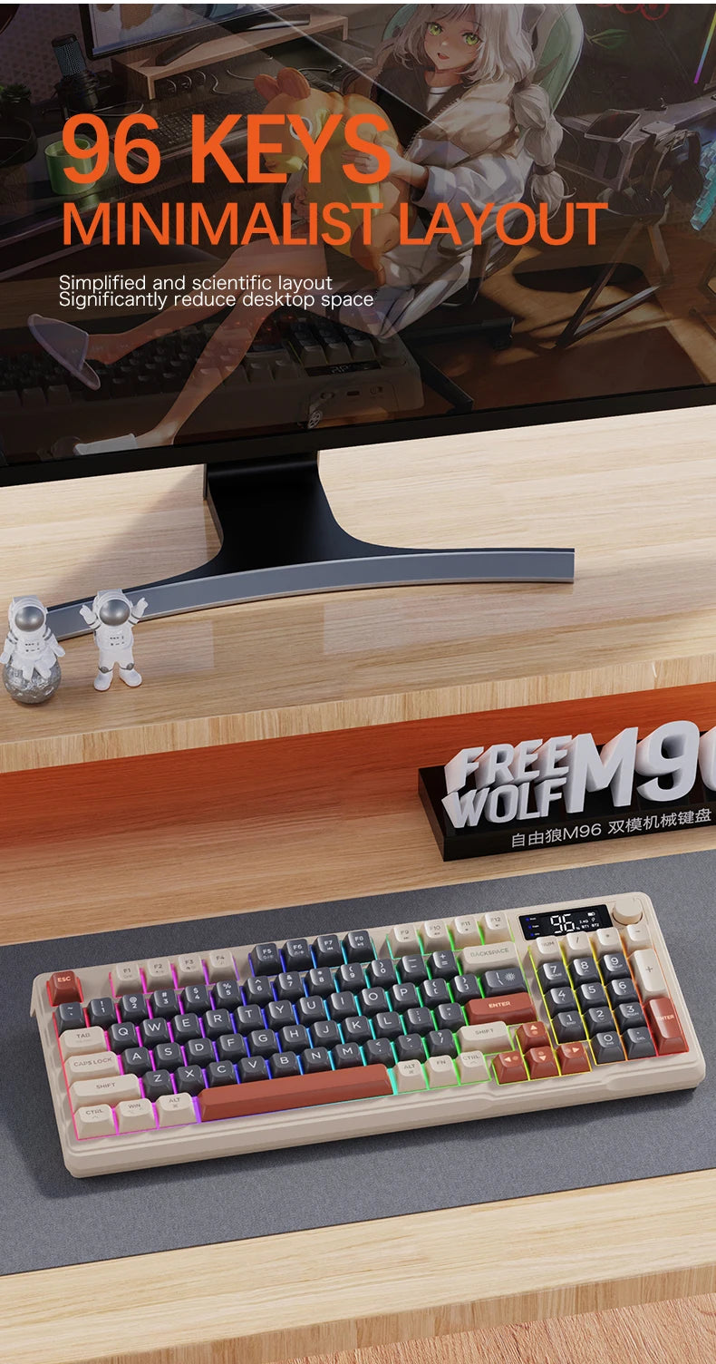 M96 Screen Wireless Keyboard Mouse Kit ZIYOULANG Bluetooth Keyboard With Mouse Gaming,Electronic Screen, Multi-Device Connection