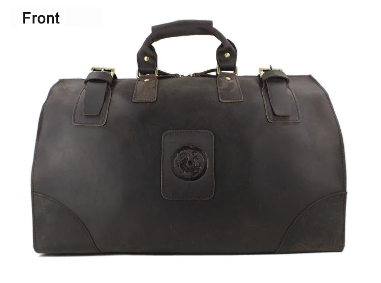 MUNUKI Vintage Crazy Horse Genuine Leather Travel bag Large Luggage bag men Leather duffle bag Large Weekend Bag Tote Big