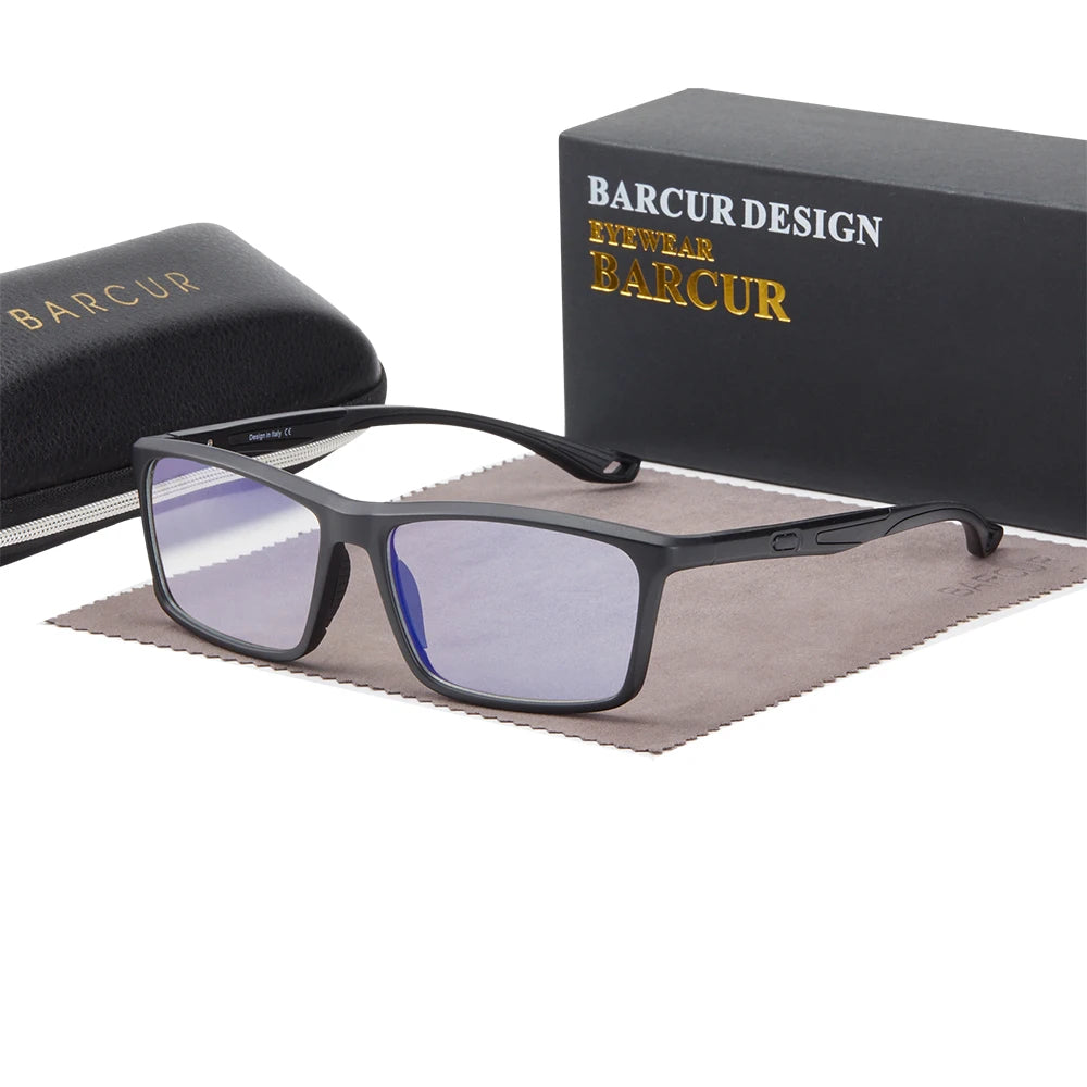 BARCUR Anti-Blue Light Glasses TR-90 Secondary Footnote Square Frame Men women Fashion Same Style Eye Goggles Appare Accessories