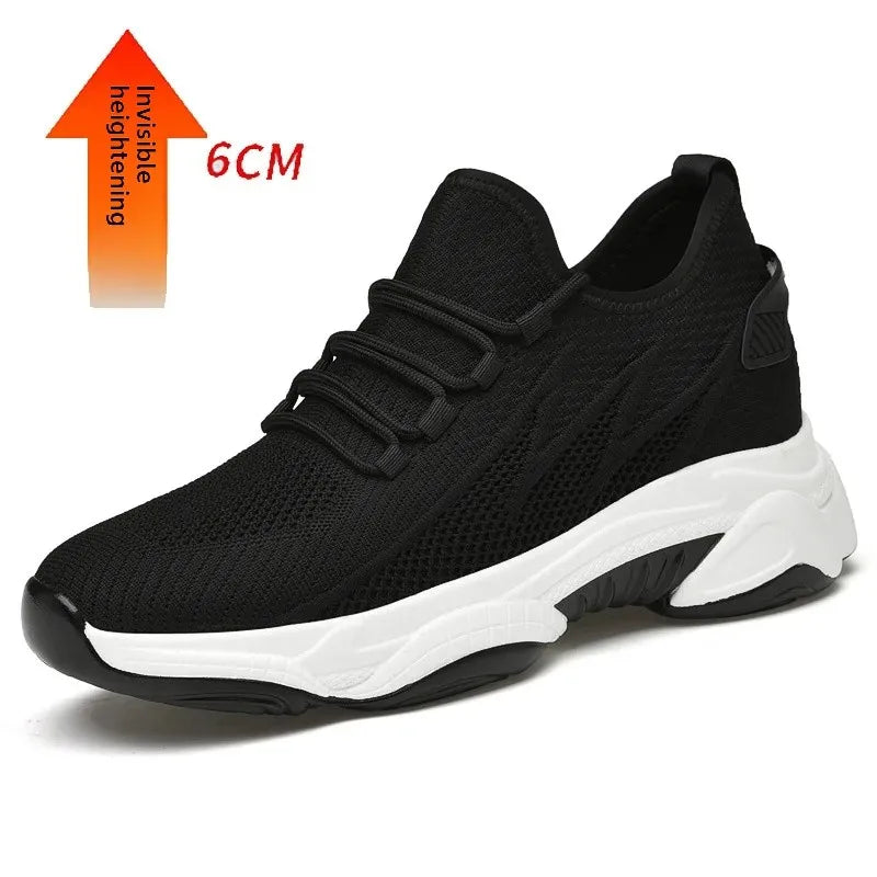 Invisible Heightening 8CM Men's Running Shoes Low Heel Soft Bottom Casual Sports Shoes Breathable Mesh Inner Lining EVA Insole