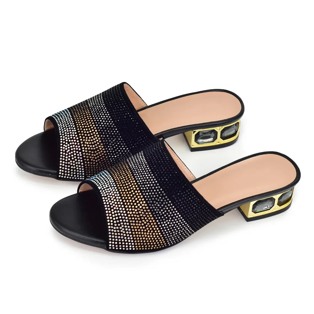 2025 New Classic Design Sandals Italian Style Lady Shoes Low Heel Summer Mules Comfy Sandals Wedding Shoes Bride Party Pumps