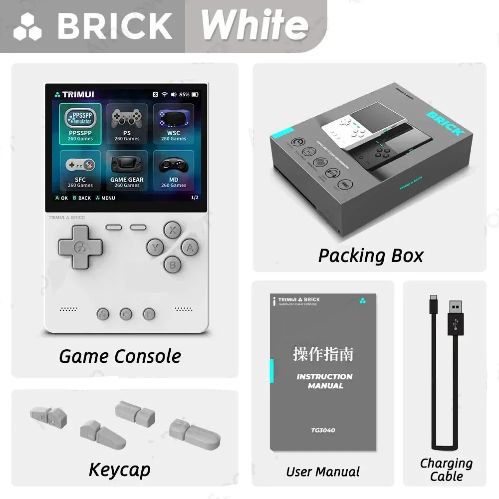 EAEY for TRIMUI BRICK Handheld Game Console 3.2'' IPS Screen A133P Linux System Trimui UI Metal Back Panel Key LED Lighting
