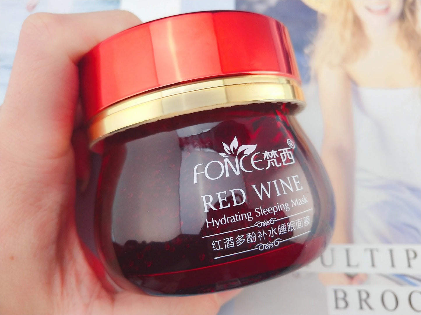 FONCE Red Wine Sleeping Night Mask ,Hydrating, Moisturizing, and Narrowing Pores 100g