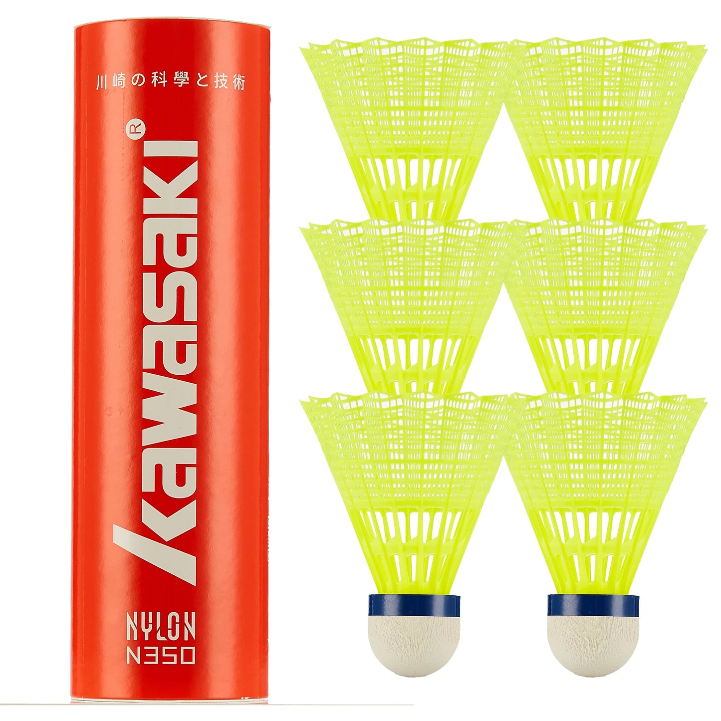 Kawasaki 6pcs/set Nylon Shuttlecock Table Fiber Ball Head Full Round Plastic Birdies for Outdoor Training Use Durable N350