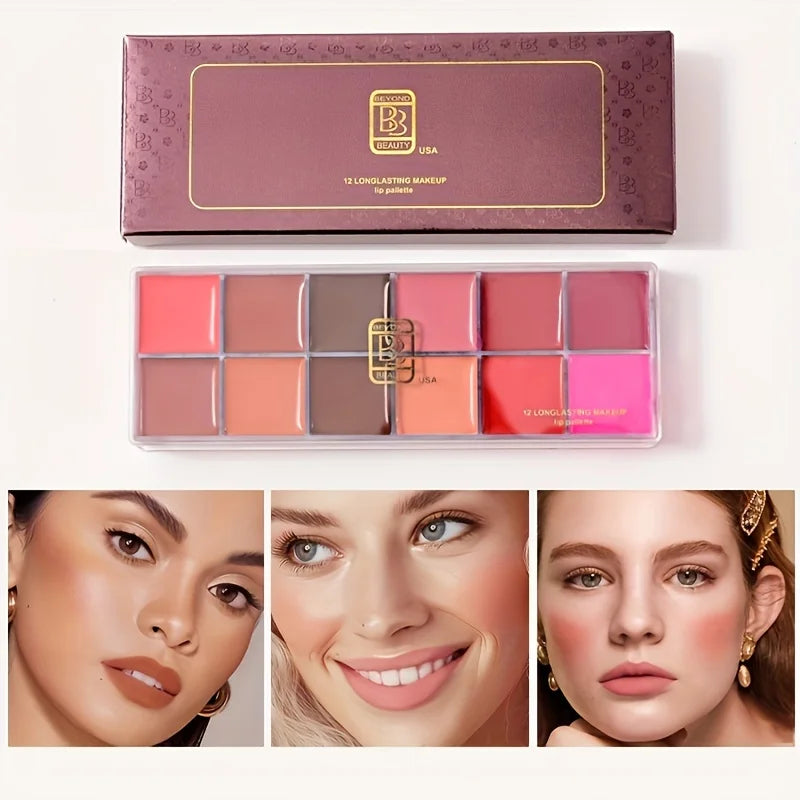12 Color Lip Gloss Palette Makeup Moisturizing Lipstick Palette, Makeup And Cosmetic For Women Valentine's Day Gifts