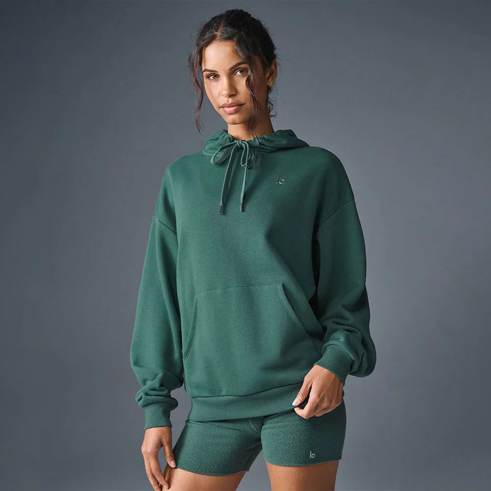 LO Yoga Hoodie Accolade Hoodie Cotton Loose Drawstring Versatile Pure Sports Pullover Hoodie Outdoor Top Yoga Shirts Hooded