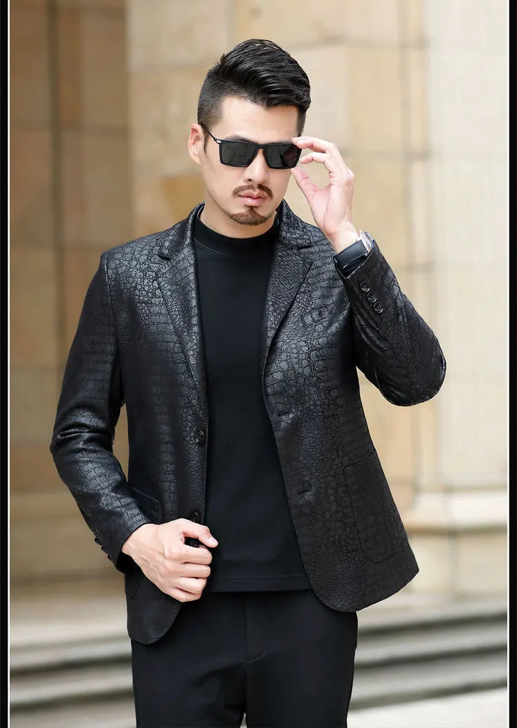 Spring Autumn New Suit Men Clothing Leather Jacket Male Leather Clothes PU Leather Coat Men's Suit Chaqueta Hombre FCY