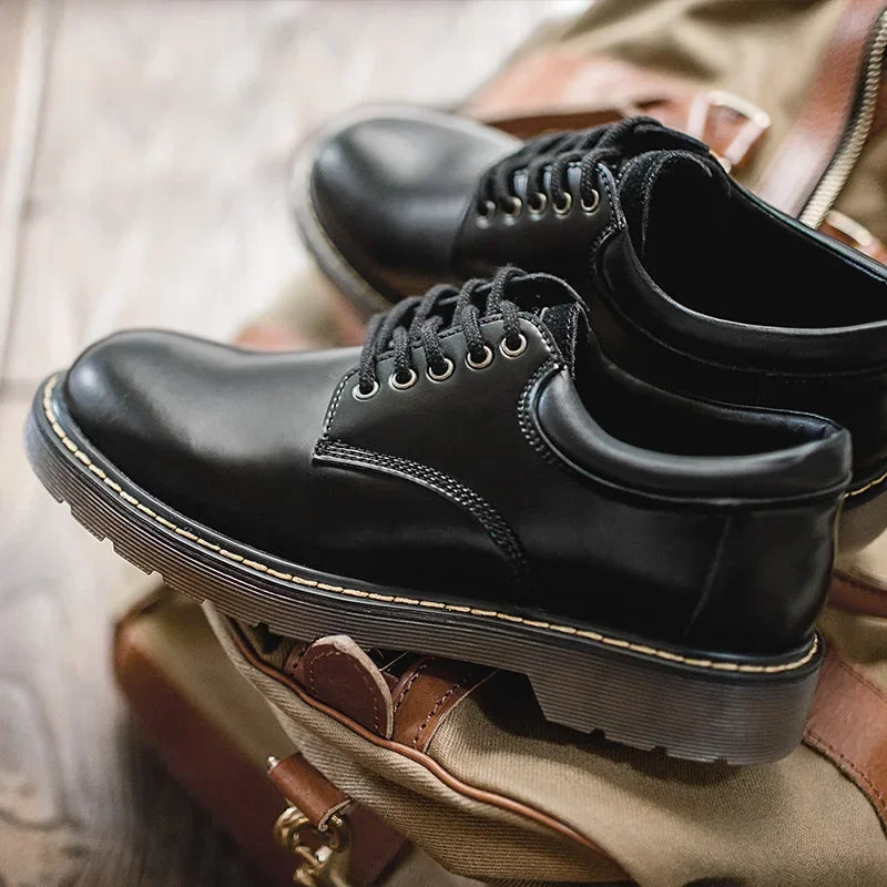 Leather Platform Shoes Black Outdoor Italian Formal