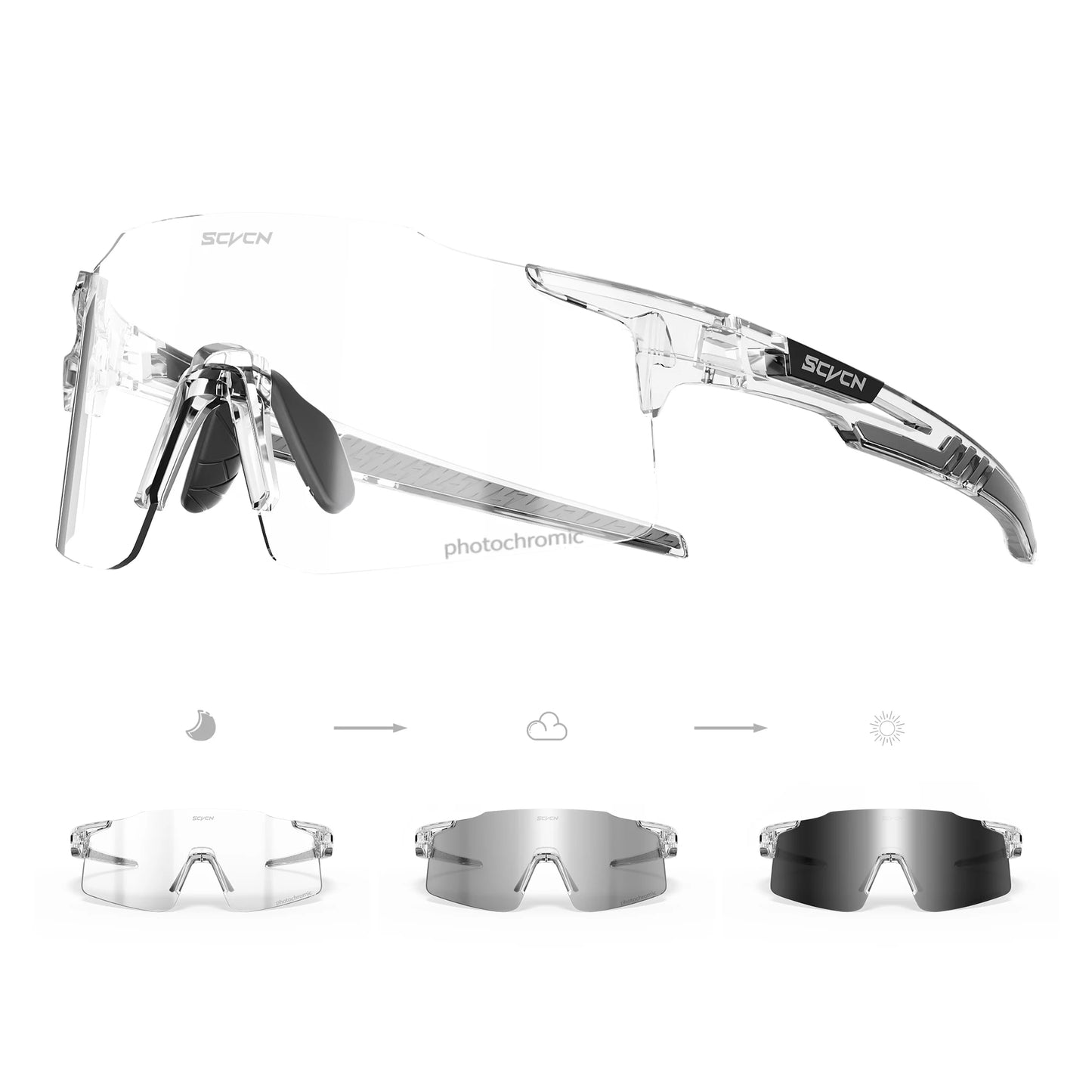 SCVCN New Photochromic Bike Driving Cycling Eyewear Outdoor Road Sunglasses Men Women Sports Glasses MTB UV400 Riding Goggles