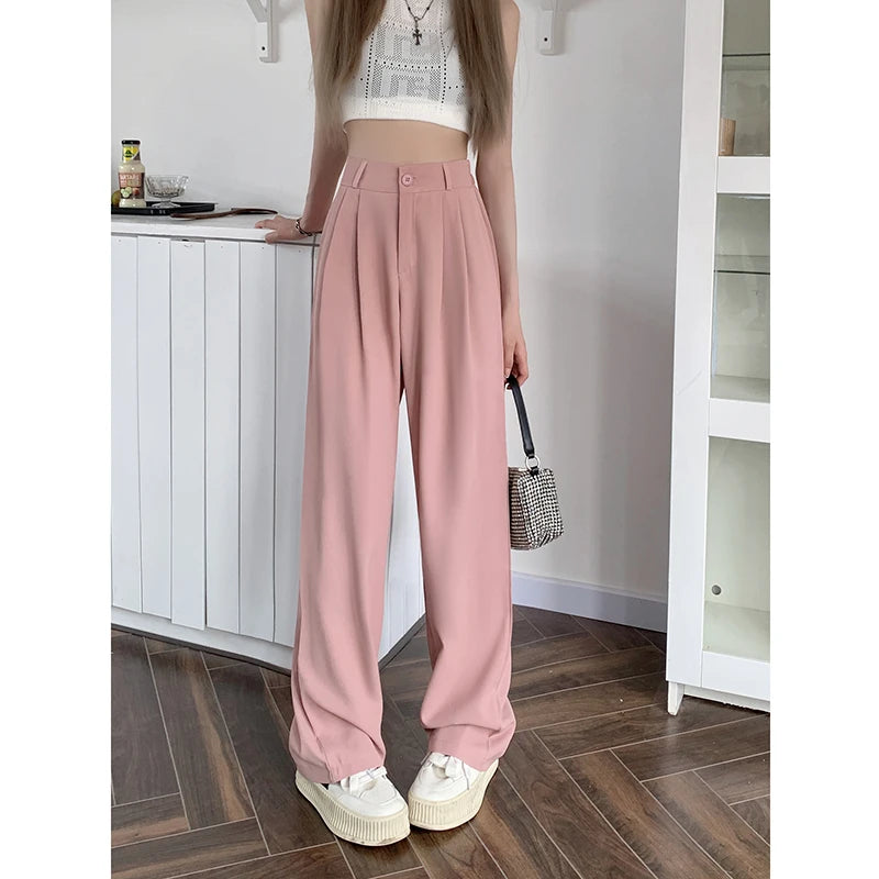 plus Size Women's Casual Wide Leg Pants High Waist Slimming Trousers Versatile Spring Faion Korean Sle Commute Pants