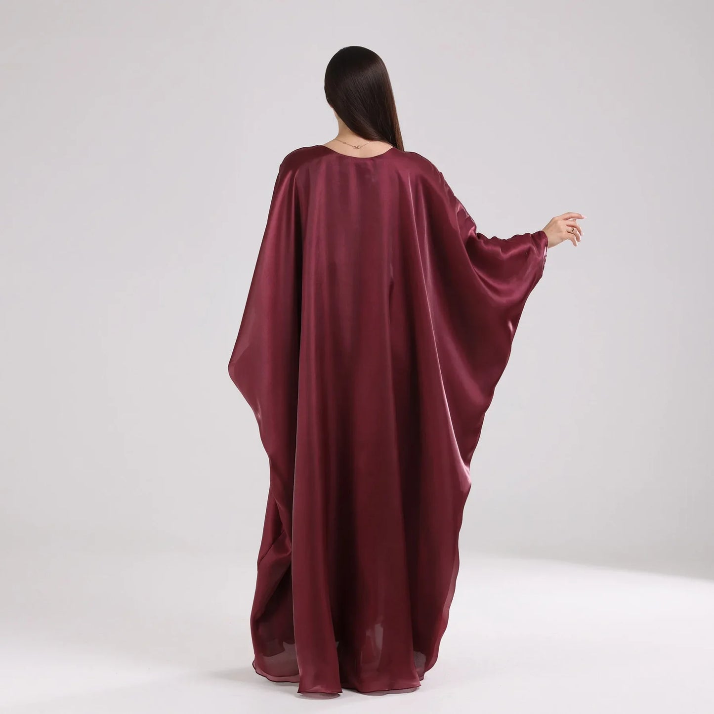 Ramadan Summer Batwing Sleeve Satin Butterfly Abaya Islam Muslim Maxi Dress Kebaya Women Kaftan Robe Musulmane Femme Vestidos