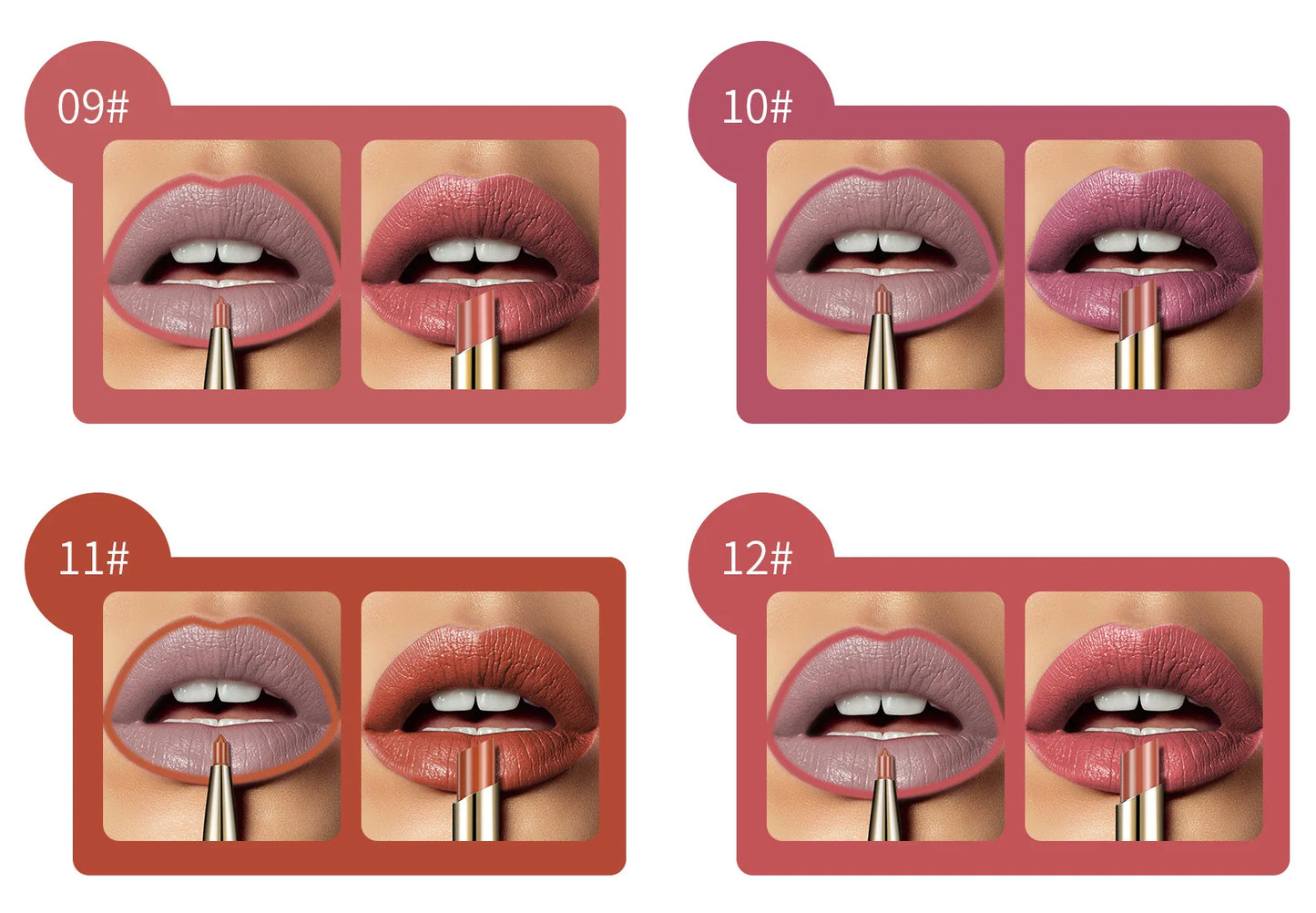 2 IN 1 Lip Liner Waterproof Nude Matte Lipstick Pencil Sexy Red Long Lasting Double Ended Lipliner Makeup Cosmetics For Women