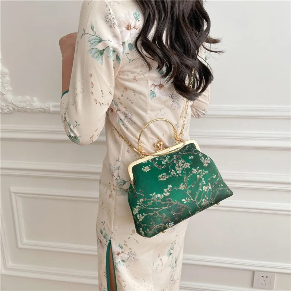Fashion Chinese Style Banquet Bag Embroidery Pearl Handle Qipao Bag Trendy High Capacity Cosmetic Bag Women