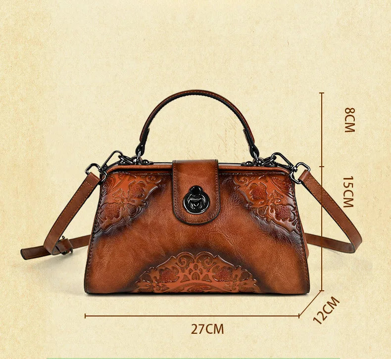 MOTAORA Vintage Embossed Handmade Designer Women's Leather Shoulder & Crossbody Bag Luxury Female Purse 2025 NEW