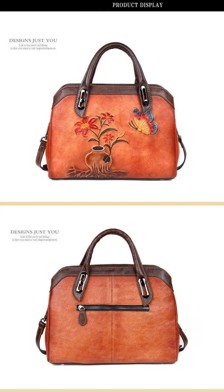 MOTAORA Vintage Women Shoulder Bags Genuine Leather Retro Ladies Handbags For Female Handmade Embossed Women's Bag 2025 Trend