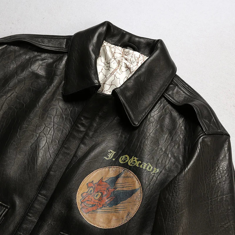 Saipan B29 Bomber Flight Suit Genuine Leather Jacket Men's New Zealand Sheepskin Fat Plus Size Bubble Leather Leather Coat tops