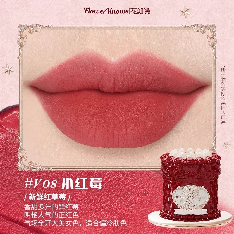 Flowerknows Strawberry Cupid Lipstick Cake Matte Velvet Lipgloss Lip Mud Makeup Korean Flower Know Lip Cream For Girls&Women