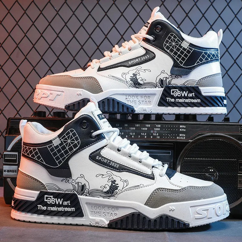 StridePro™ High-Top Leather Sneakers – Lightweight Breathable Casual Running Shoes