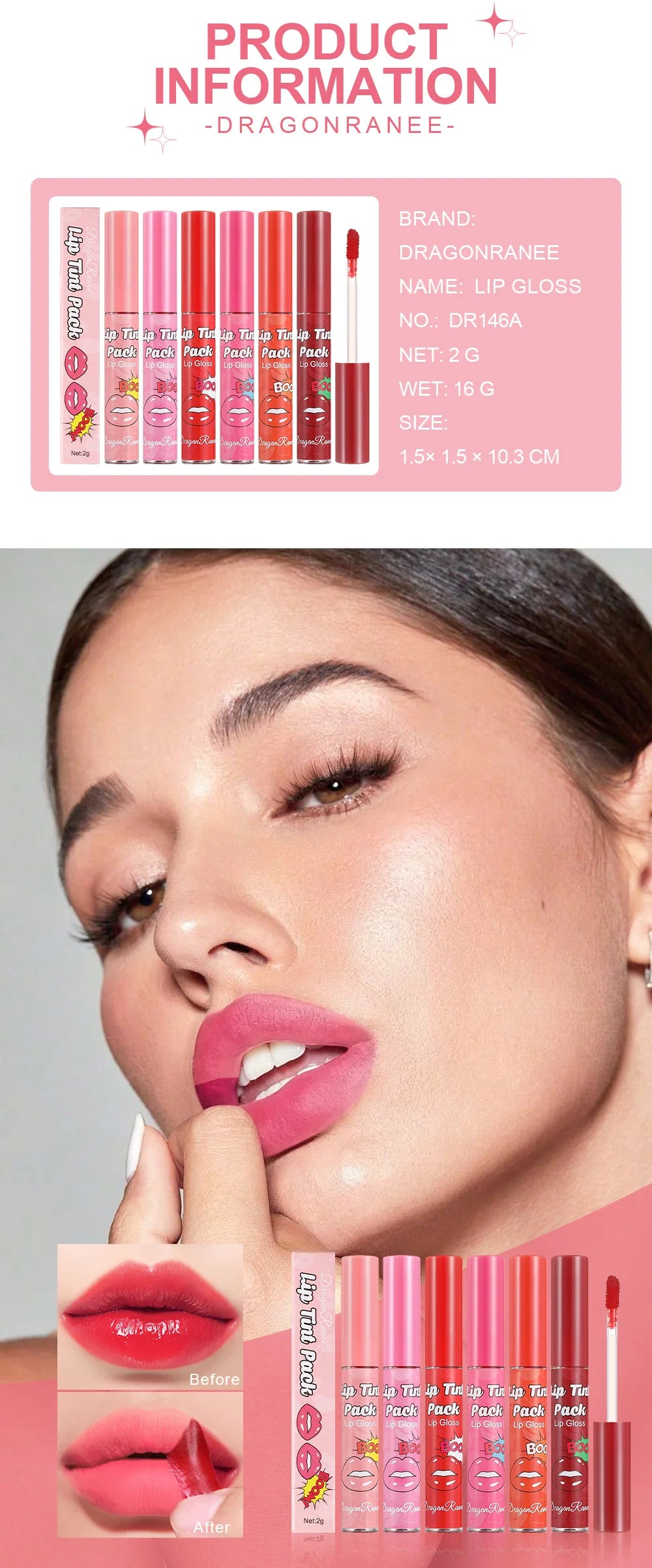 Peel Off Rose Red Lip gloss Lip Outline Contour Tattoo Lip Stain Waterproof Transfer Resistant Tear Off Peel Off Lipstick Makeup
