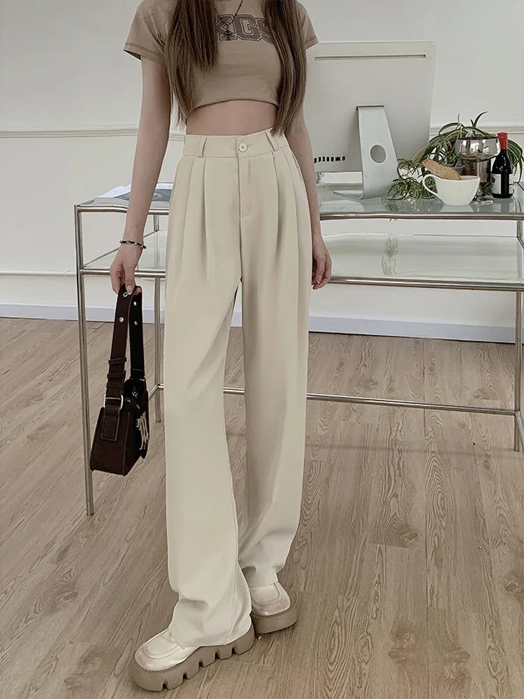 plus Size Women's Casual Wide Leg Pants High Waist Slimming Trousers Versatile Spring Faion Korean Sle Commute Pants