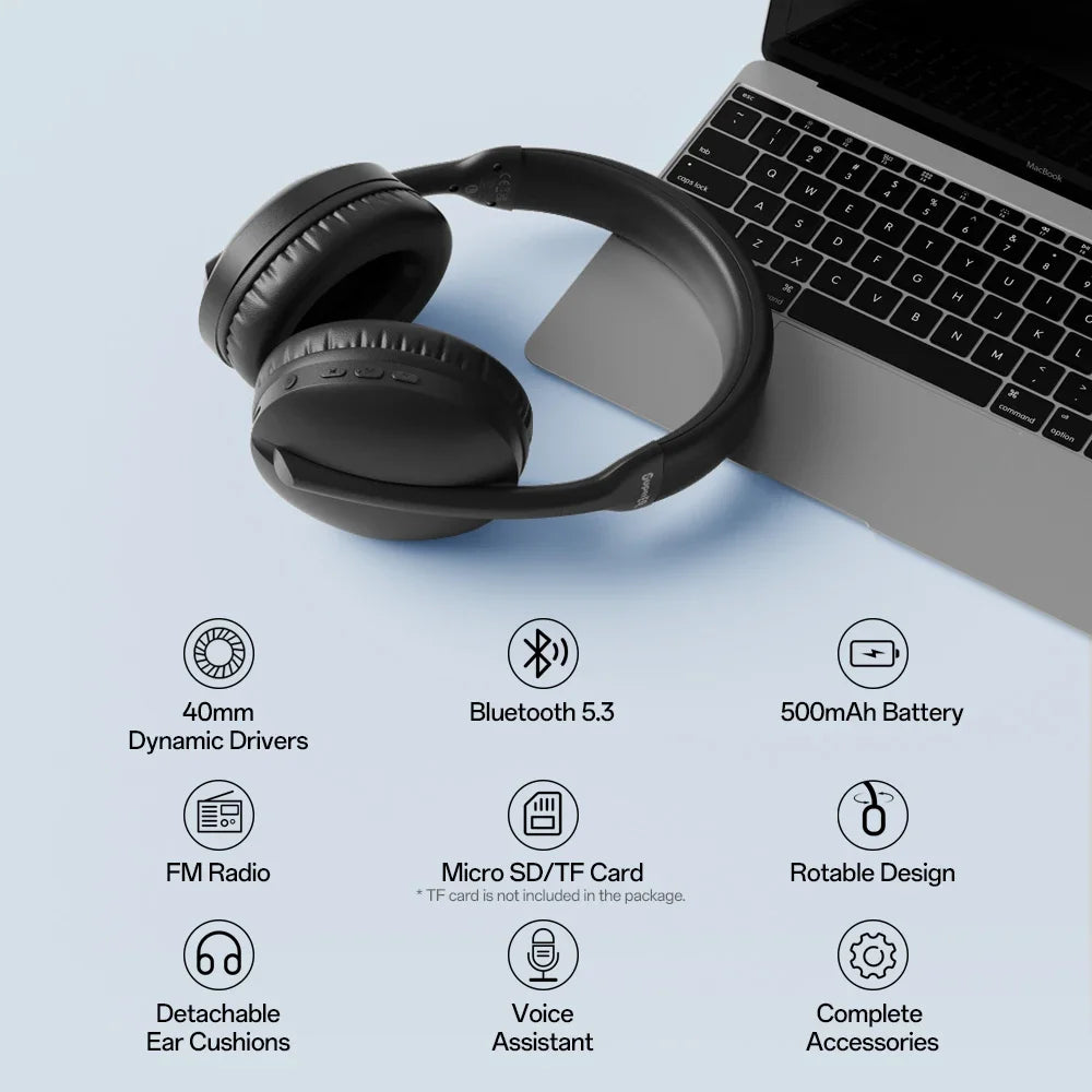 Oneodio SuperEQ S6001 Bluetooth Headphones Over Ear Wireless Headset With Micro SD/TF Card/FM Radio Modes Stereo HiFi Headphones