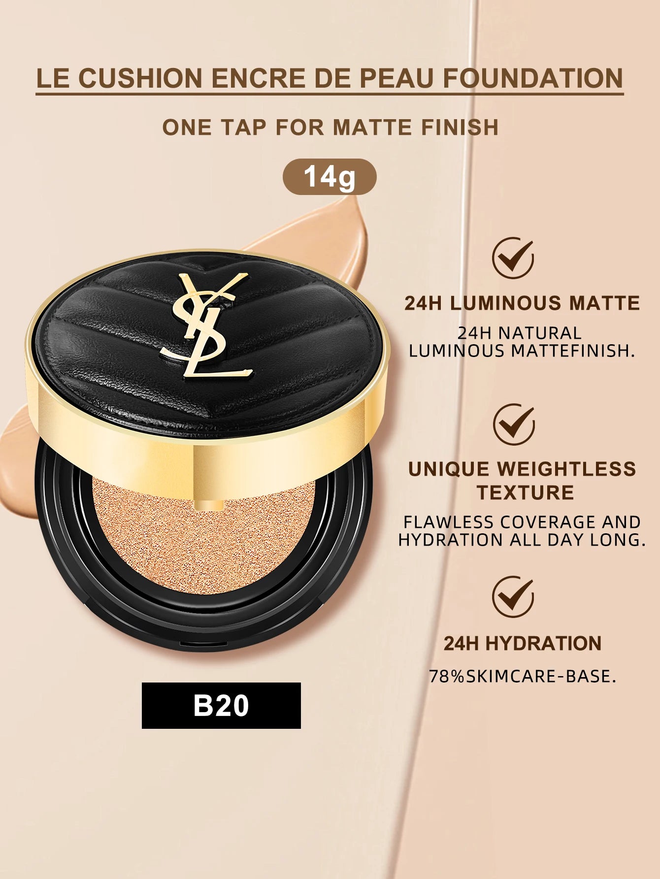 Yves Saint Laurent Le Cushion Encre De Peau-Luminous Matte Cushion Foundation SPF 33/ PA++ All Day Flawless Coverage Shine-Free