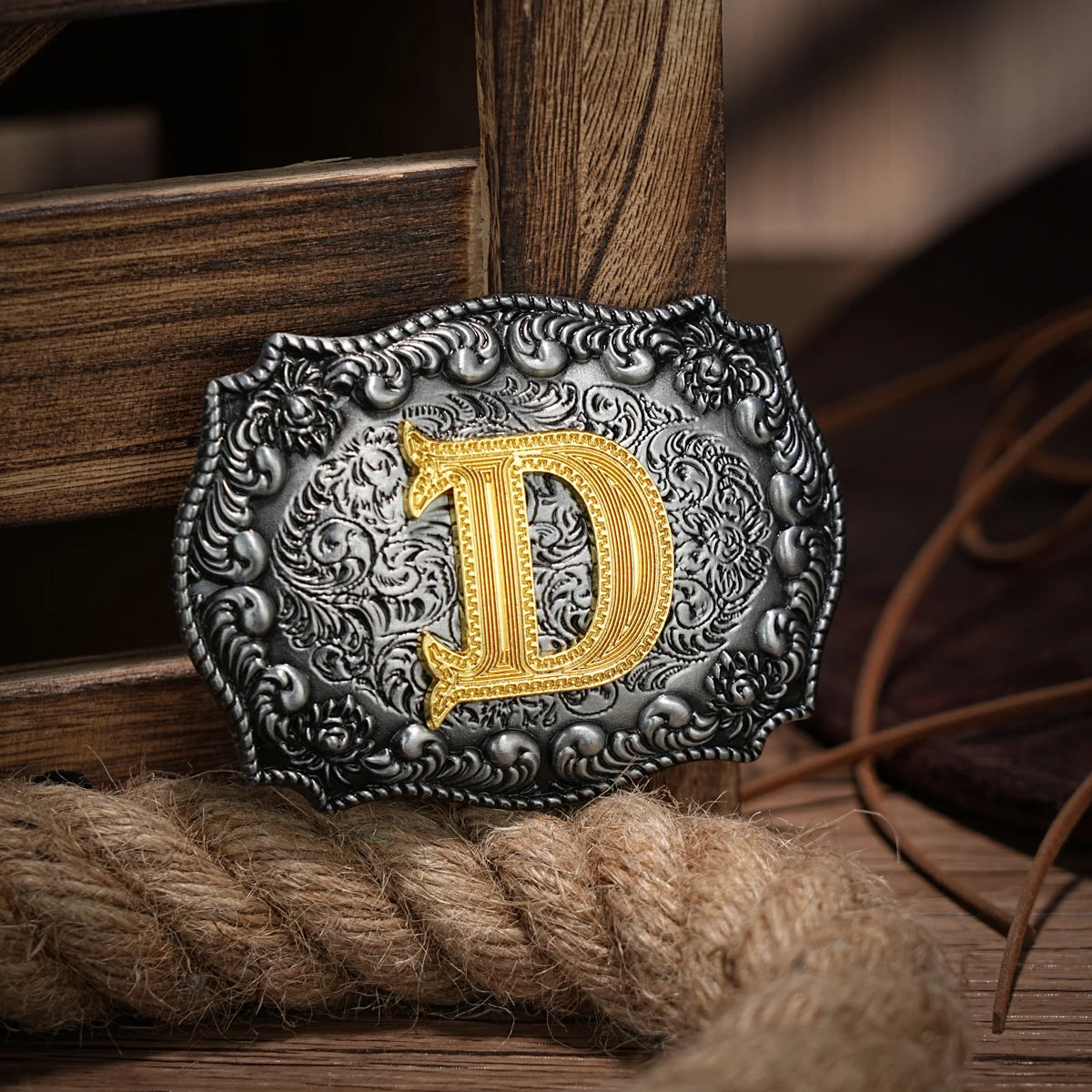 Western Belt Buckle Initial Letters ABCDEFG to Y-Cowboy Rodeo Silver Large Belt Buckle for Men Women