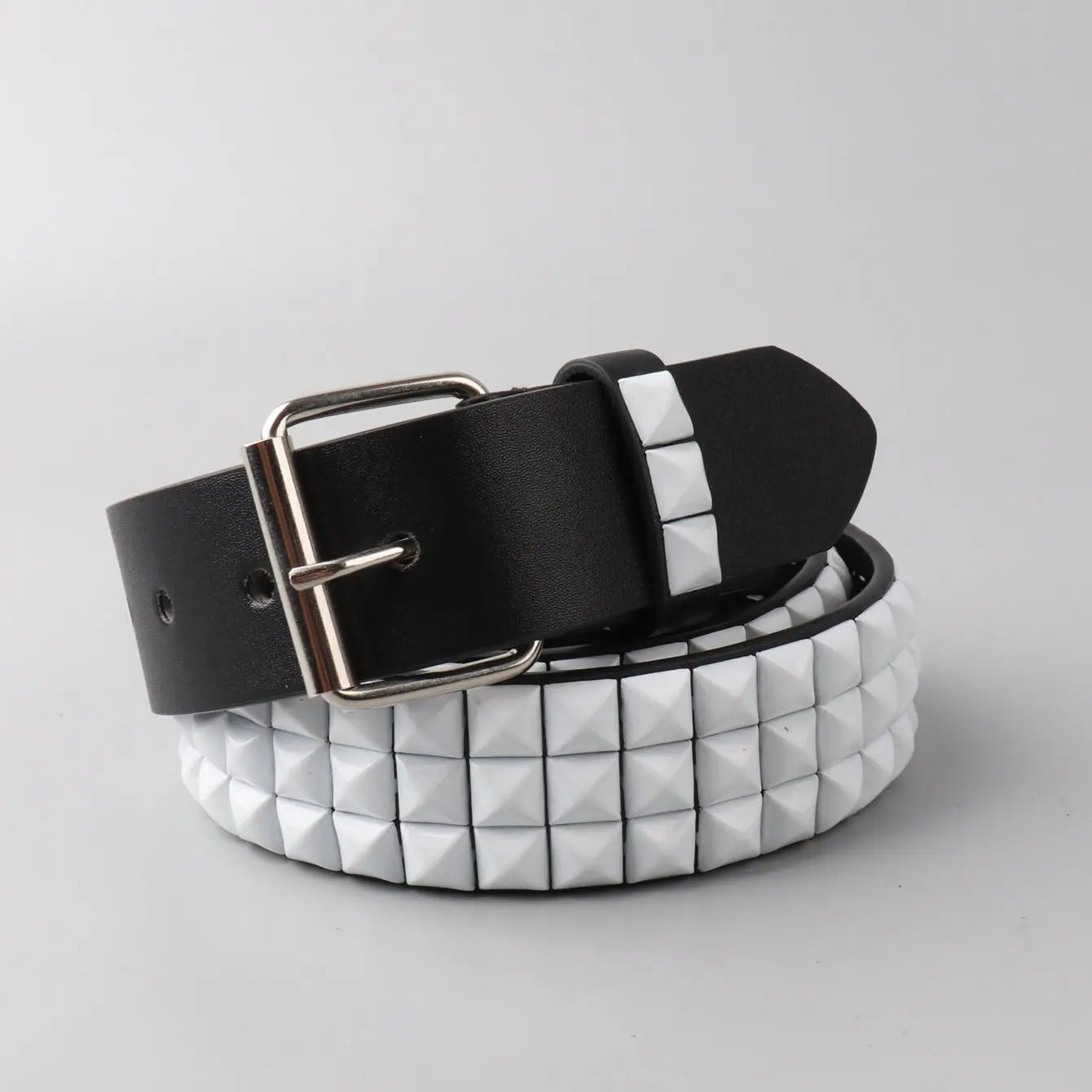Fashion men's metal pin buckle PU riveted belt