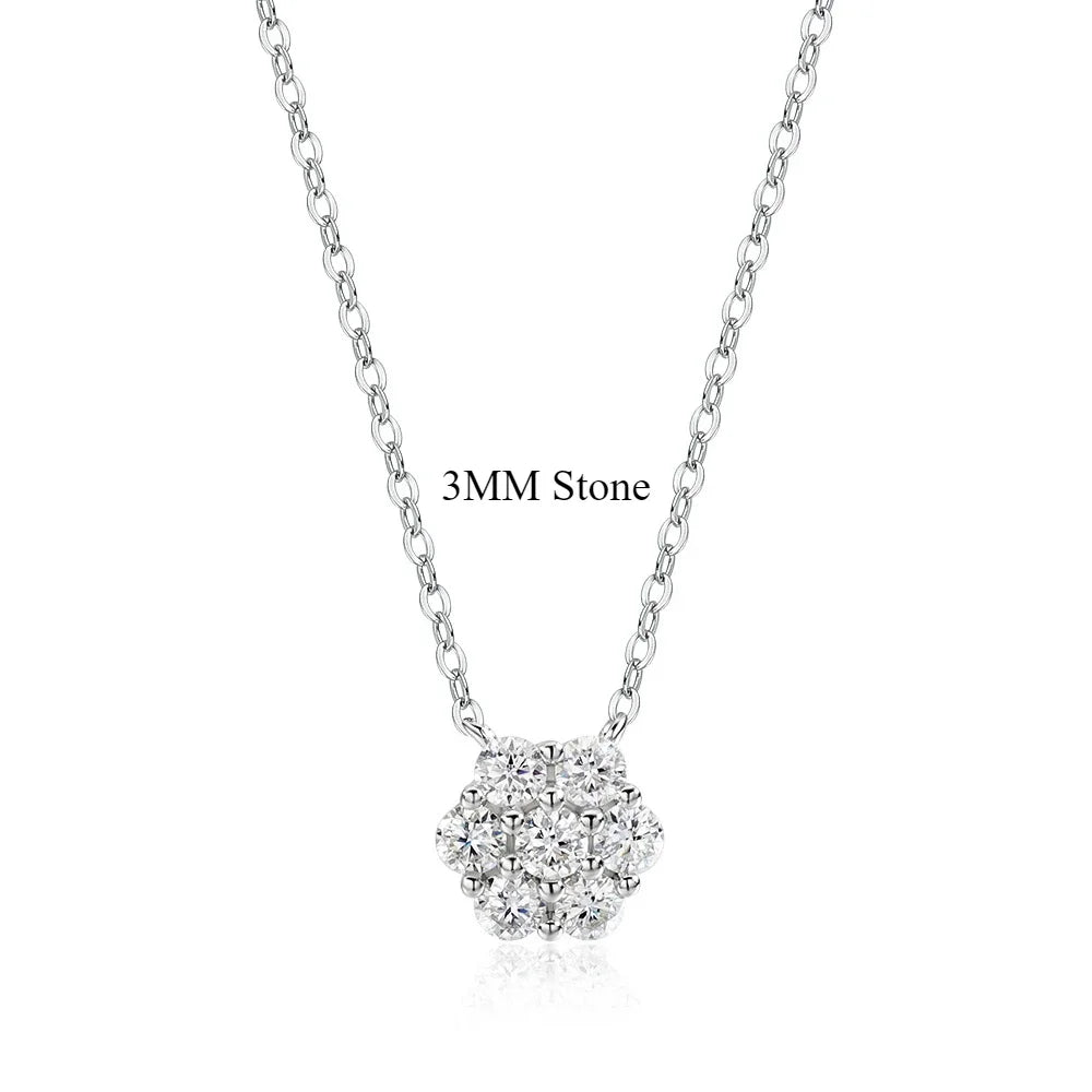 Flower Bracelets with Shiny Moissanite Sterling Silver Adjustable Wedding Anniversary Luxury Gifts Necklace Bracelet Jewelry Set