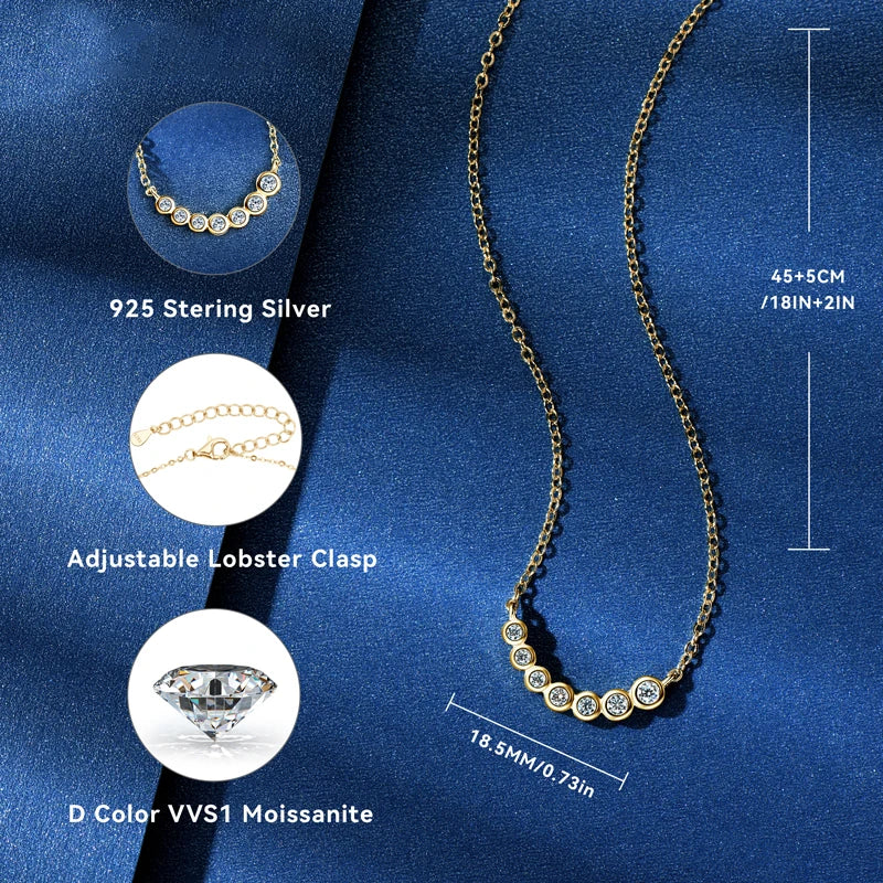 IOGOU 2024 Bezel Moissanite Jewelry Set Silver 925 Bubble Pendant Necklace Stud Earrings Women's Gift Valentine Day Christmas