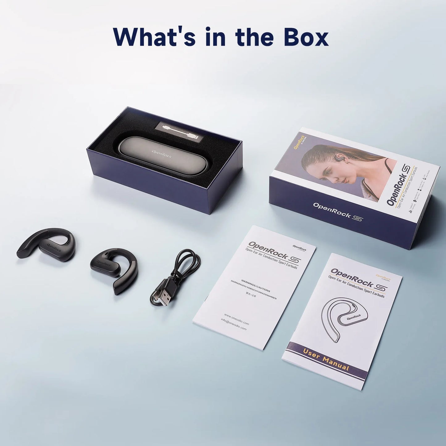 Oneodio OpenRock S Air Conduction Bluetooth 5.3 Earphones Open Ear Wireless Headphones Sports Earbuds TWS With 4 AI Mics 60Hr